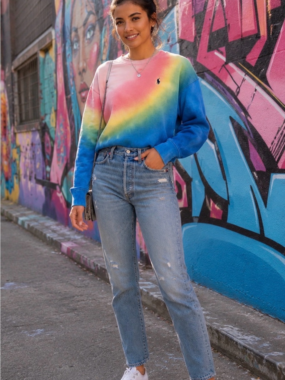 Polo Ralph Lauren Rainbow Tie-Dye Crewneck Sweatshirt Size: S/P